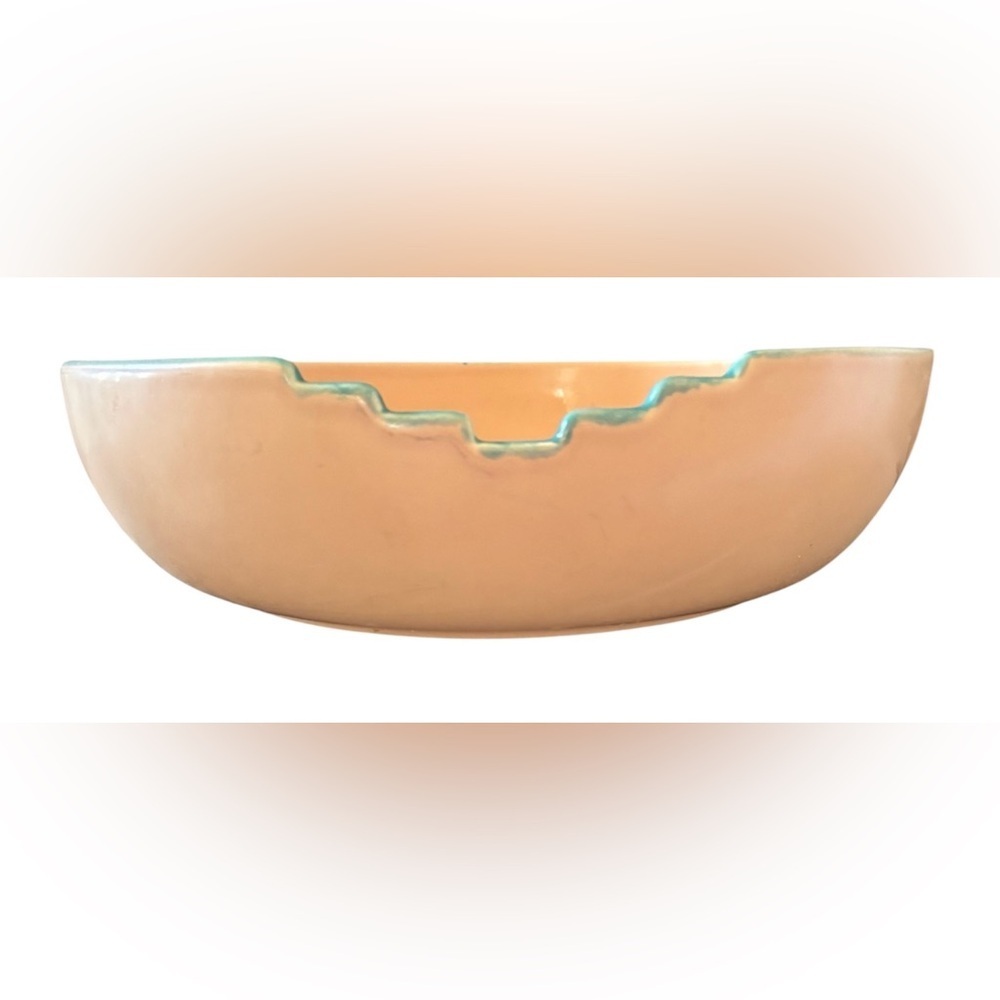 Treasure craft vintage large serving bowl southwestern Aztec design adobe color